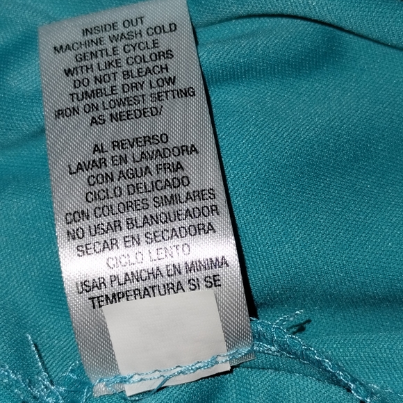 Sandra Darren turquoise dress ruffled faux wrap, floral, belted, size 10 - Picture 2 of 8